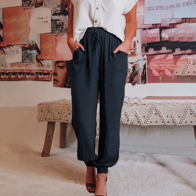 Luisa | Elegantní kalhoty se stahovací šňůrkou