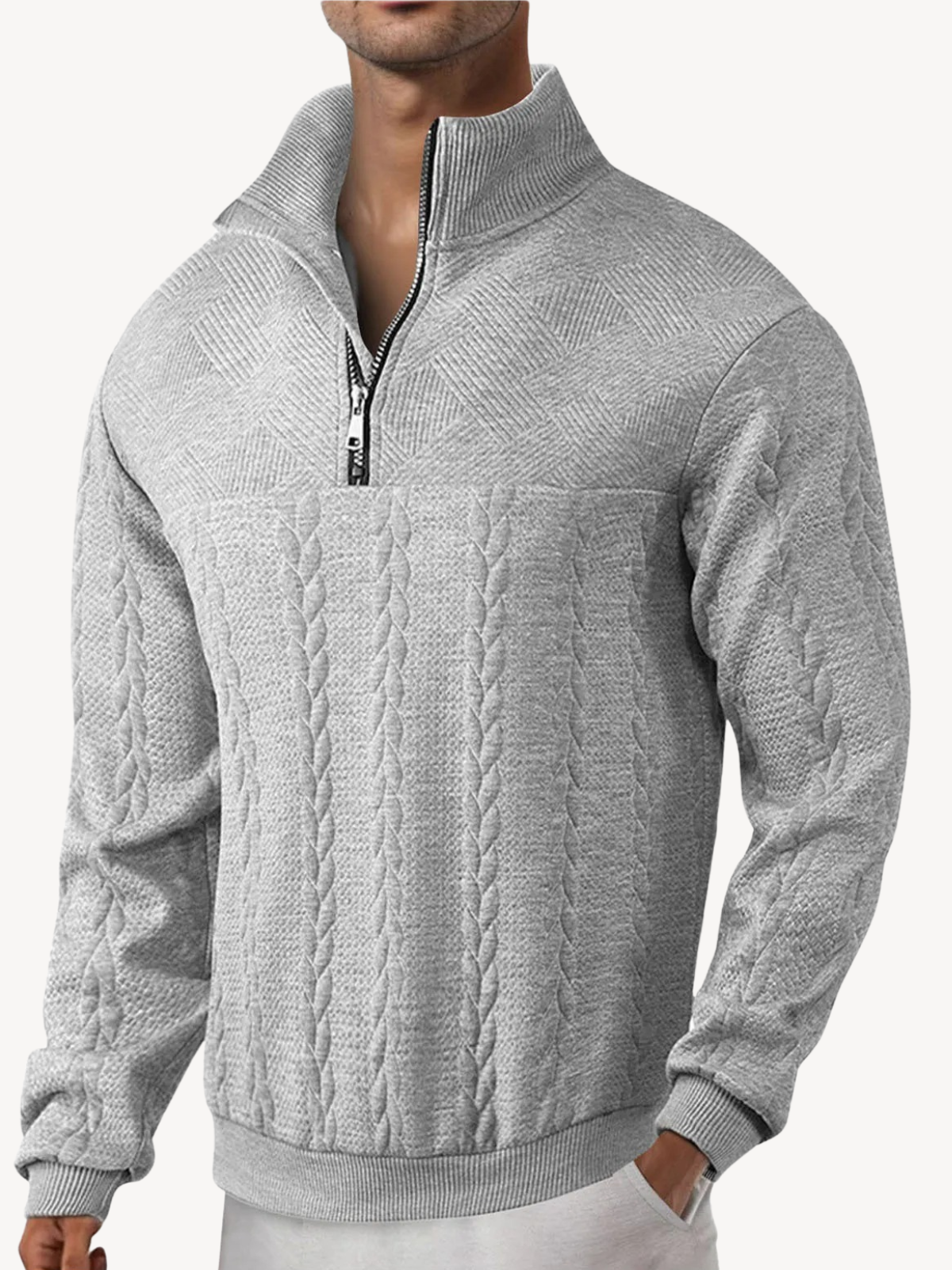 RANIER - HENLEY CASUAL S POLOVÝM ZIPEM