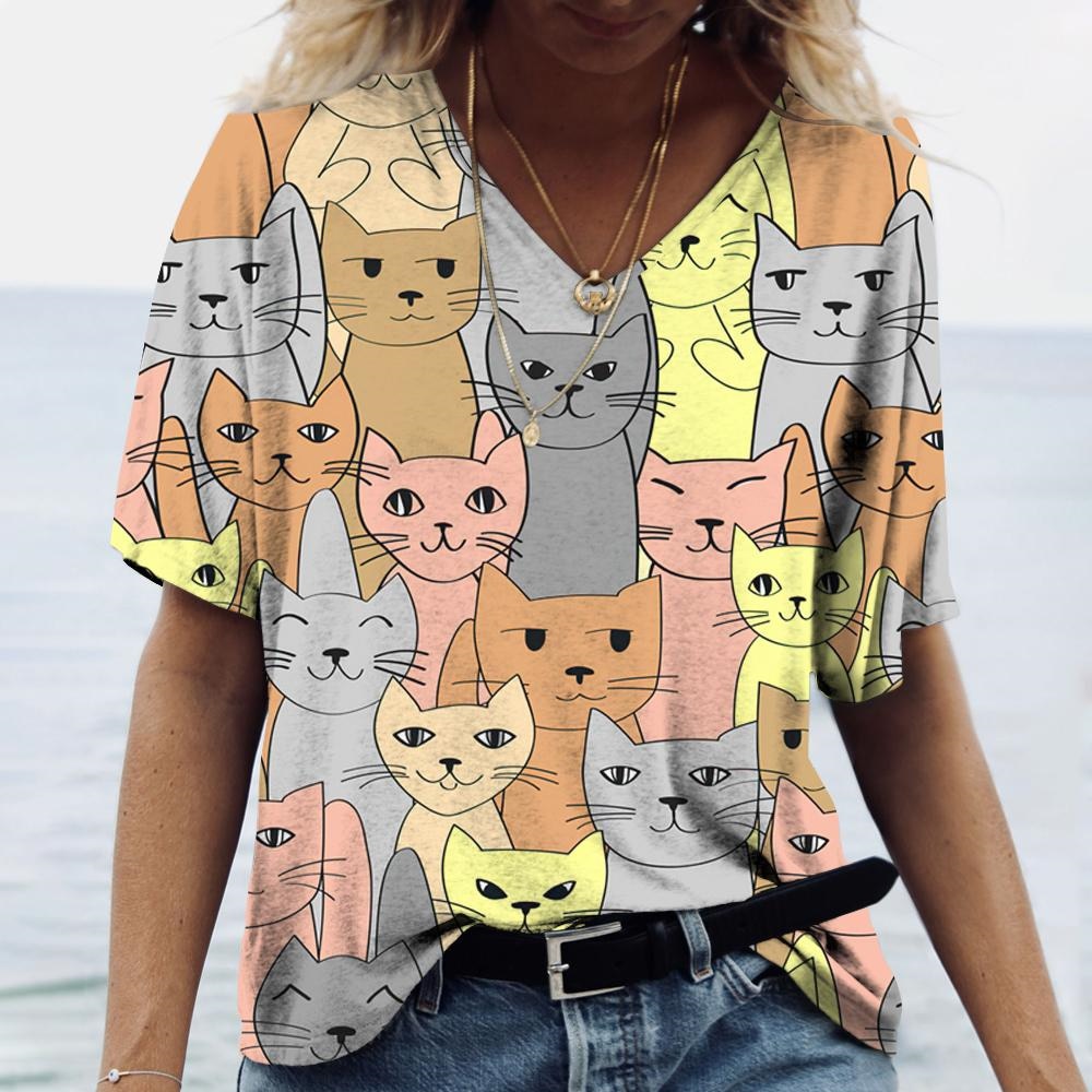 Colorful T-Shirt Featuring Cat Characters