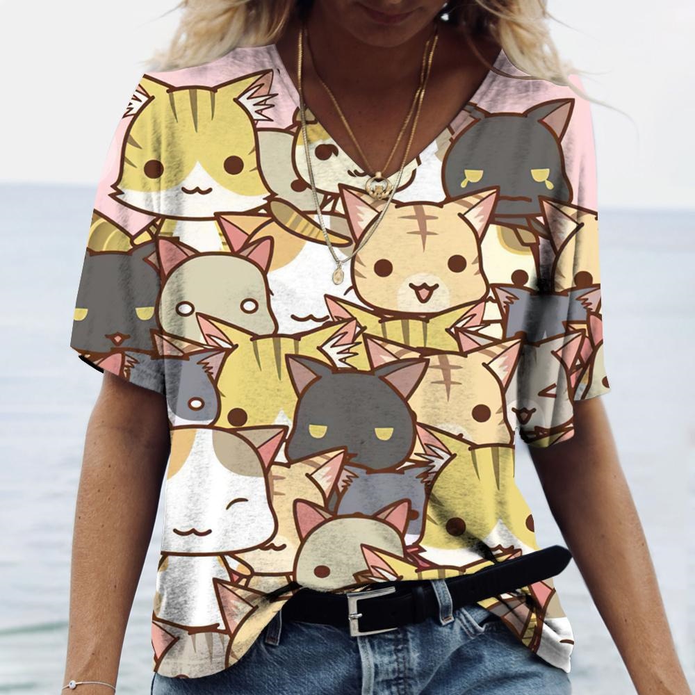 Colorful T-Shirt Featuring Cat Characters