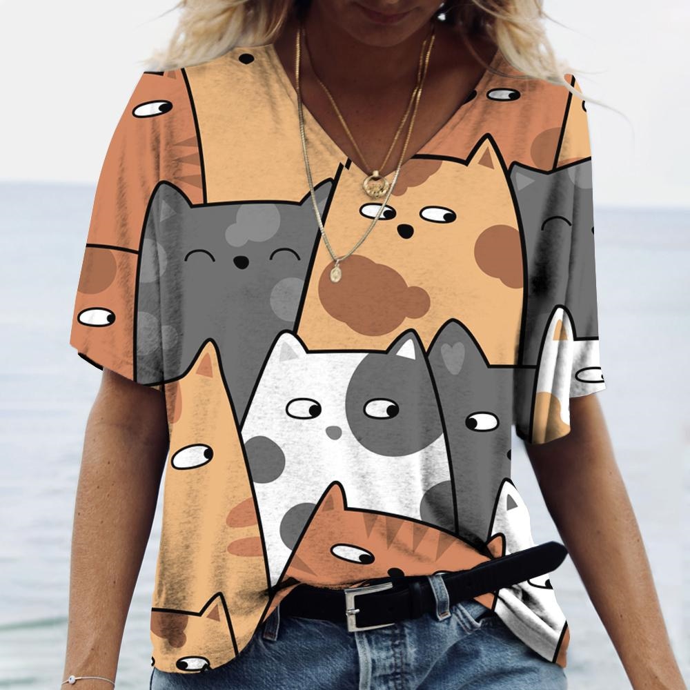 Colorful T-Shirt Featuring Cat Characters