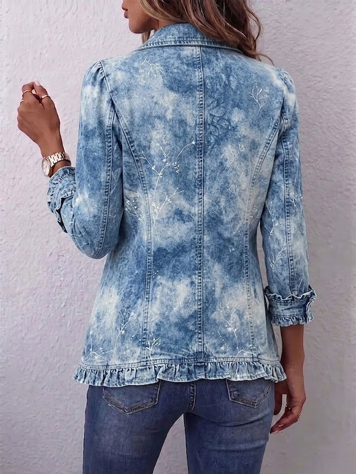Kateřina | Boho bunda ve vintage stylu s tónovaným botanickým vzorem a volány
