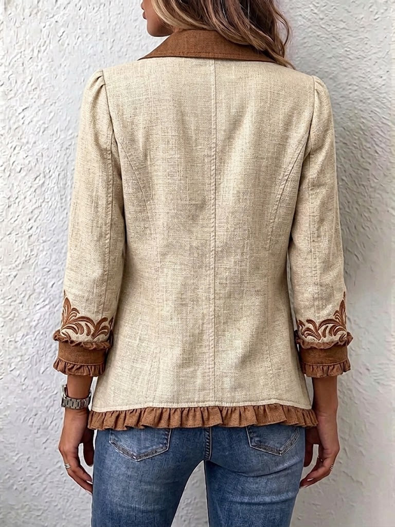 Rozálie | Květovaná boho bunda ve vintage stylu s volány