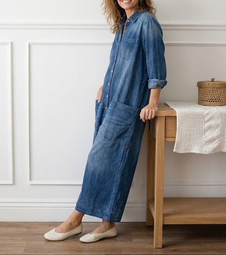 Monika | Laclové kalhoty z bavlněného denimu
