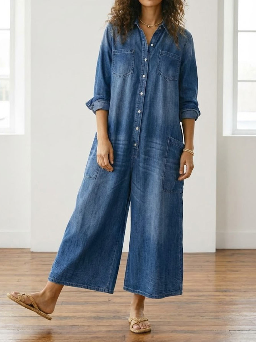 Monika | Laclové kalhoty z bavlněného denimu