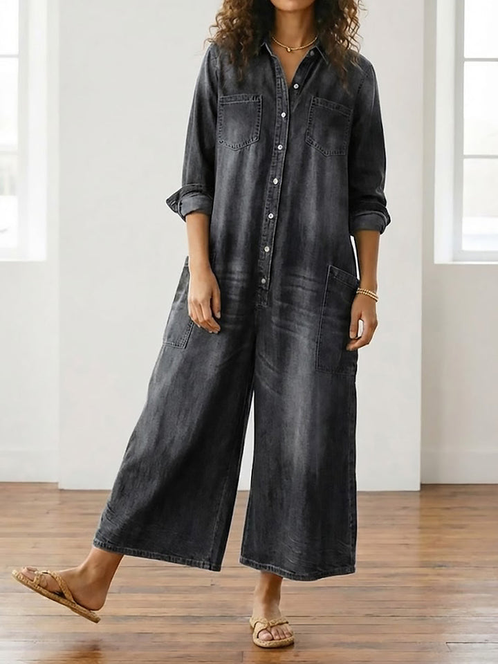 Monika | Laclové kalhoty z bavlněného denimu