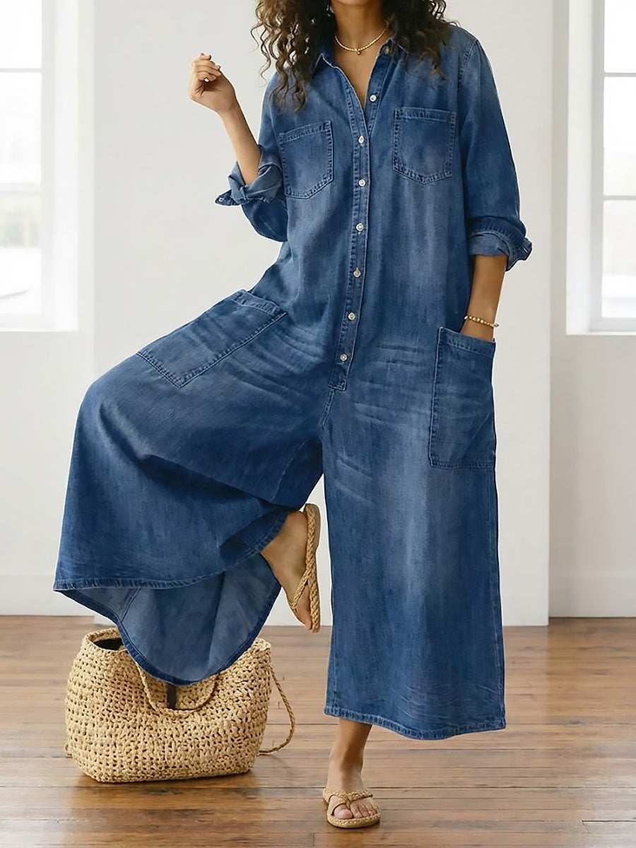 Monika | Laclové kalhoty z bavlněného denimu