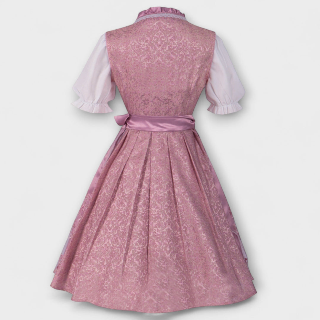 Zuzana | Růžové dirndl šaty s krajkou a květy