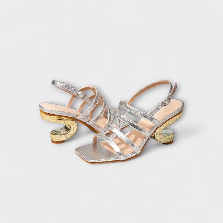 Lara | Lesklé metalické slingback boty