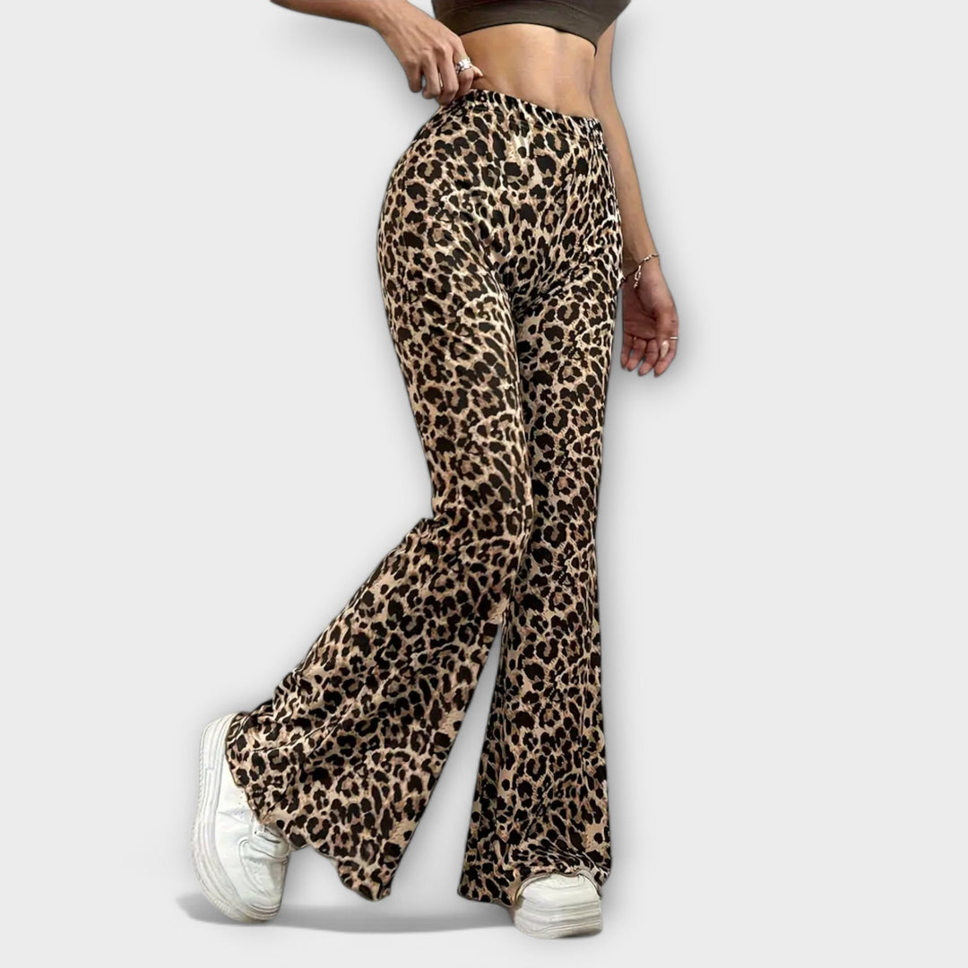 Ivona | Kalhoty bootcut s leopardím vzorem