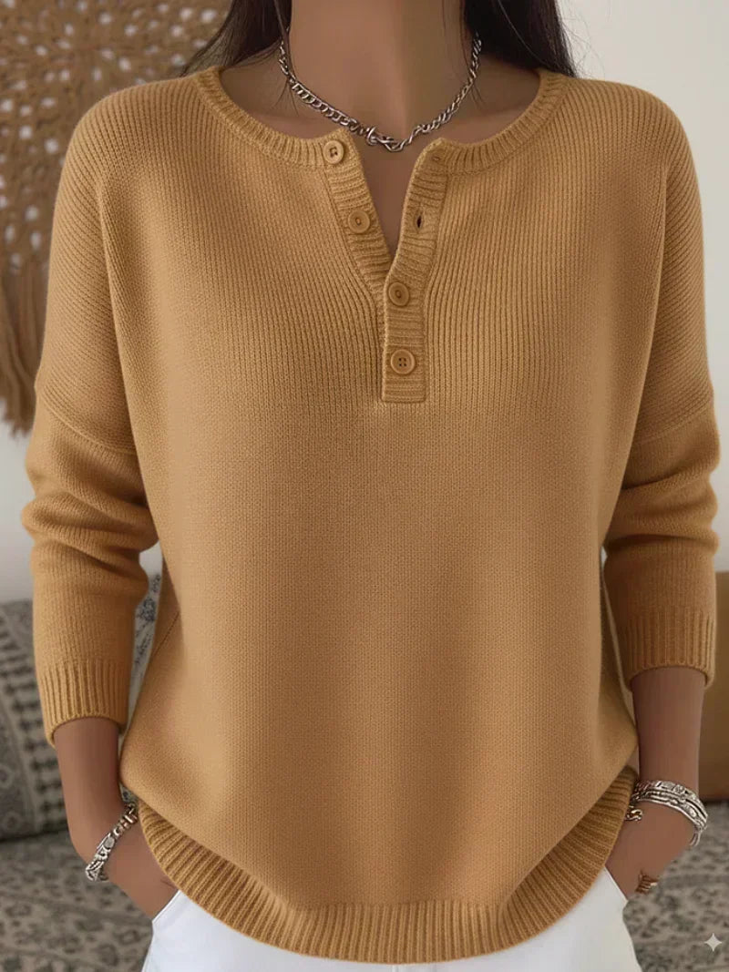 Květa | Pletený Henley svetr se čtyřmi knoflíky