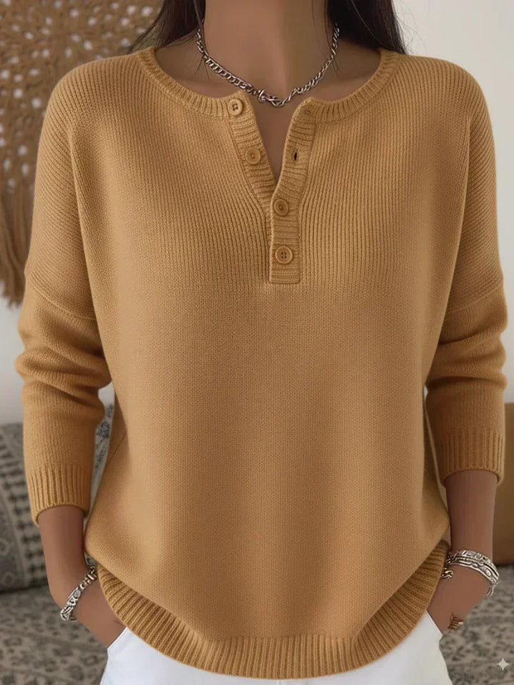 Květa | Pletený Henley svetr se čtyřmi knoflíky