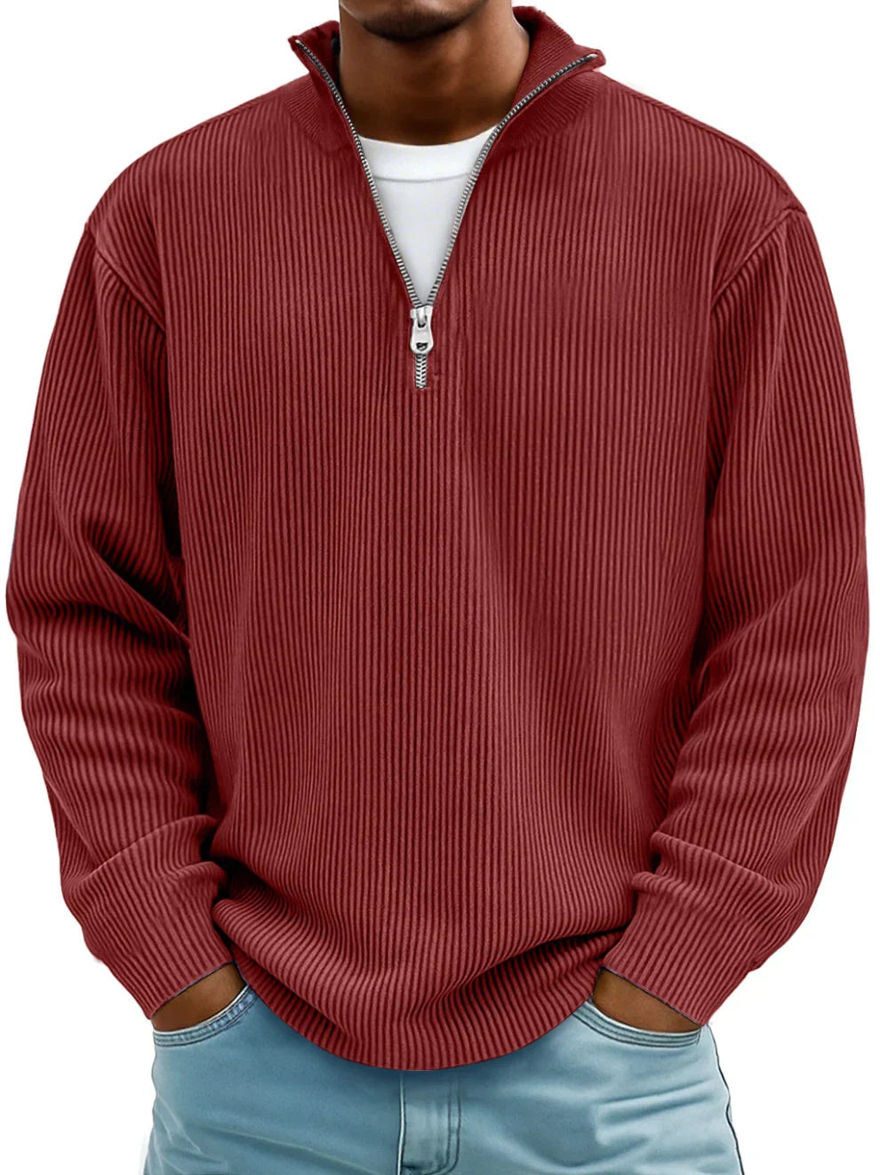 Marc | Žebrovaný svetr s límcem na zip