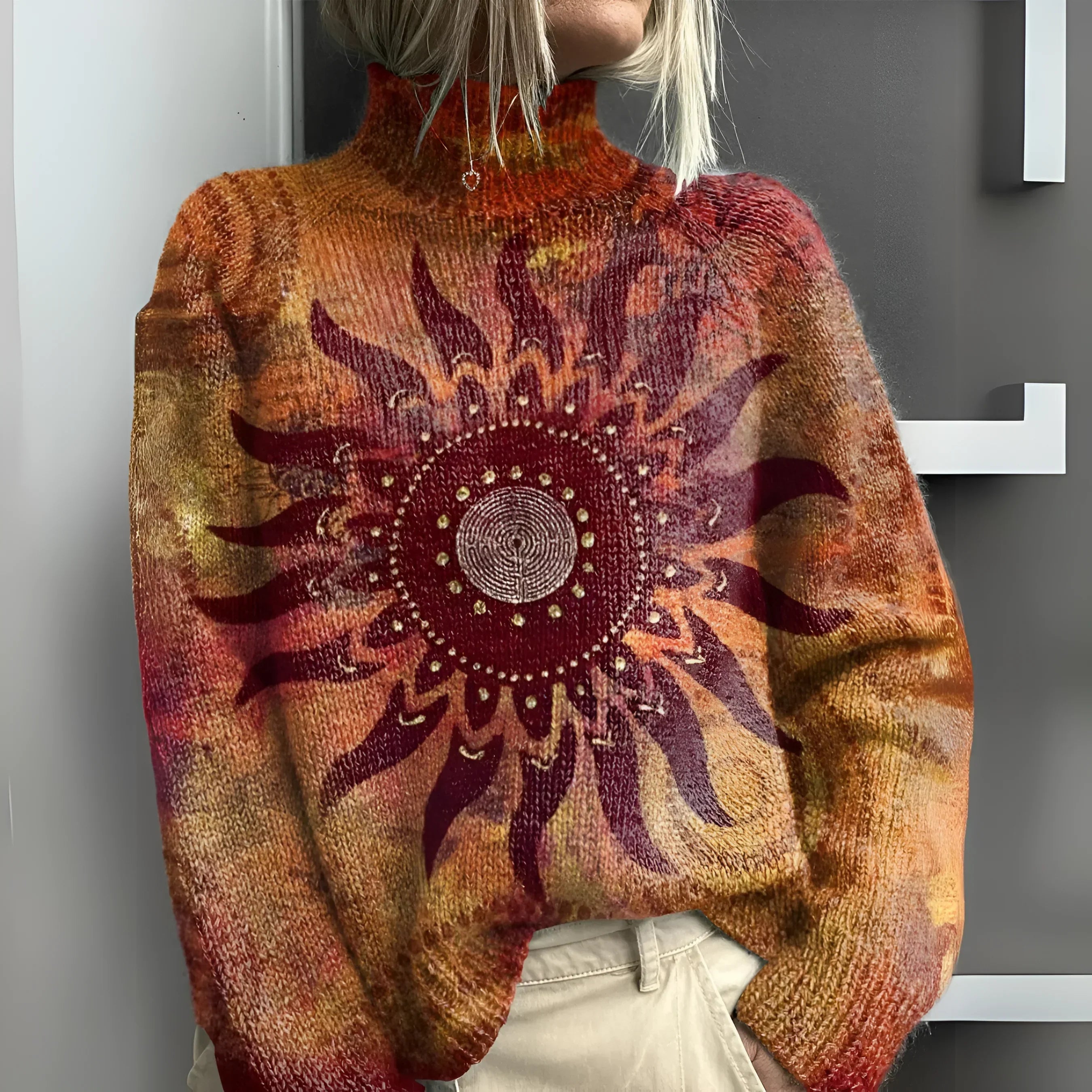 Liv | Tribal Sweater with Sun Pattern